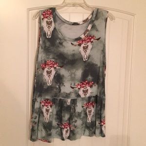 Cow skull tank top